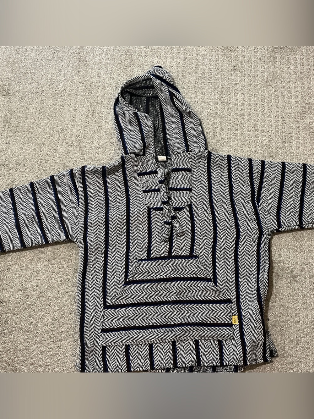 Striped Hooded Pullover Sweater - Black & White